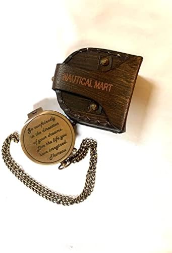 Pocket Compass para acampar, viajar, vá com confiança gravado com bússola de bronze feita à mão com estojo de couro, bússola