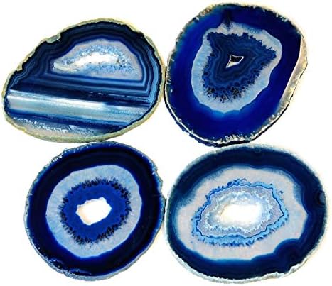 Sharvgun Blue Color de 3,5 a 4 polegadas Moda-russa de ágata em fatias naturais com pára-choques de borracha de 4 feitos pelo artesão indiano