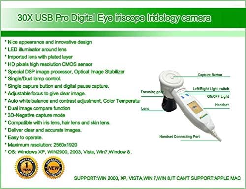 USB 5.0 MP USB Pedal Iriscope Computer Analyzer Iridology Câmera de Espanhol e Inglês Software