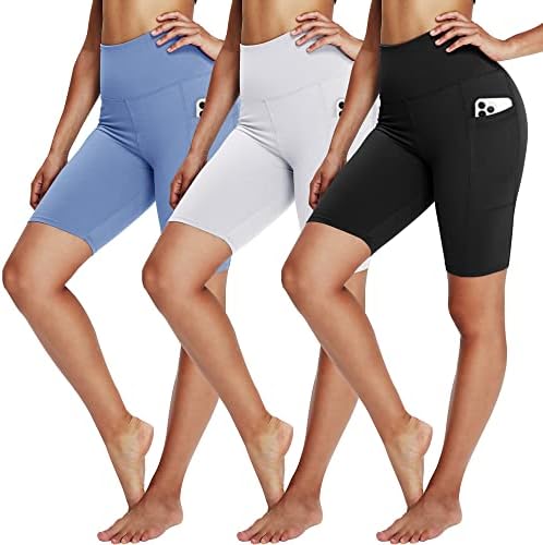 Yolix 3 Pack Buttery Buttery Bicker Shorts para mulheres - 8 de cintura alta ioga Treino esportivo atlético shorts