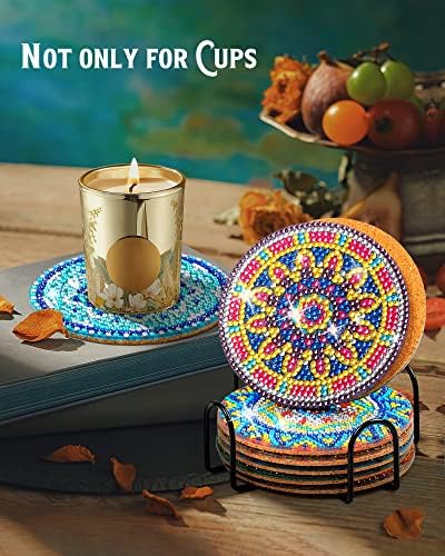 Stopklas Diamond Painting Coasters Kit para adultos, 8 PCs Mandala Diamond Arts and Crafts Kits para adultos com suporte, kits DIY Diamond Dotz para iniciantes para adultos e crianças