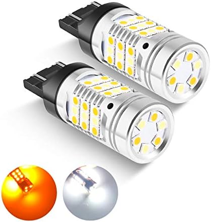 7443 lâmpadas de led de interruptor duplo com interruptor de cor extremamente brilhante 7441 7444 lâmpadas de sinal de giro 42-smd 3030 lascas para soquete padrão, branco/âmbar, 1 par