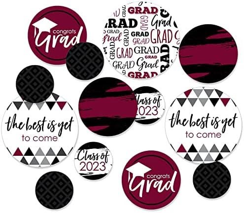 Big Dot of Happiness 2023 Maroon Graduation Party Giant Circle Confetti - Decorações de festas - grande confete 27