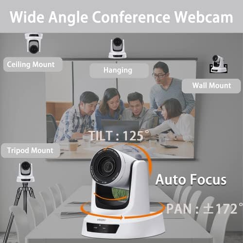 Unico VH10MW | Câmera HDMI com saída SDI/USB, Full HD 1080p 10x Optical Zoom de videoconfers ampla sala de videoconferência Sistema de webcam, para transmissão ao vivo, igreja, educação