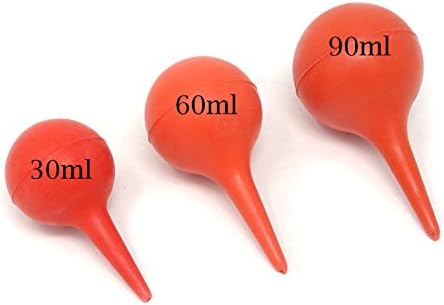 Honbay 3pcs Laboratory Tool Red Rubber Squeeze Ball Ball Ball, 30 ml, 60 ml, 90ml