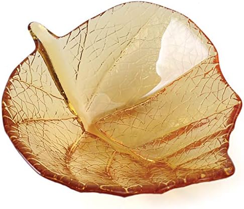 Déco Art Glass Small Leaf Bowl Prish Amber 7.5