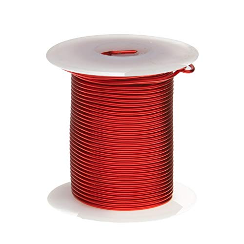 Fio de ímã, fios de cobre esmaltados pesados, 15 awg, 2 oz, 12 'de comprimento, 0,0603 de diâmetro, vermelho