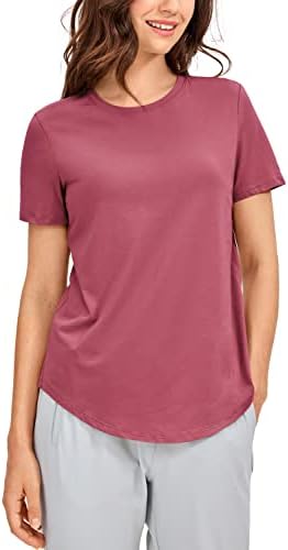 Crz Yoga Feminino Pima algodão curta Manga curta Camiseta da camiseta de ioga de ioga Camiseta atlética
