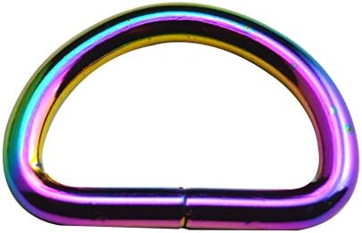 Fenggtonqii 1 diâmetro interno arco-íris colorido d anéis fivelas D-ring não soldada para pacote de cinta de correia de 10