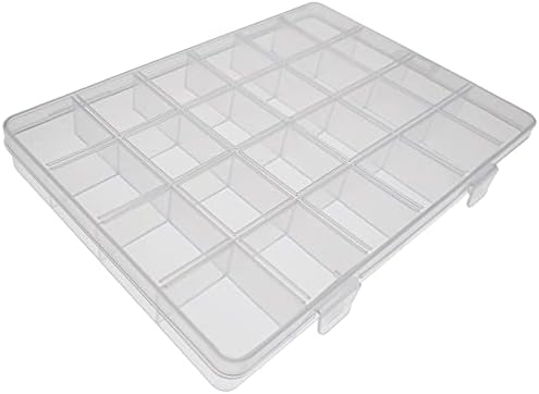 LXSWY 2PACK 24 grades de plástico transparente Organizador de recipiente de recipiente artesanal A tampa vem com ranhura para