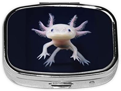 Axolotl quadrado mini caixa de comprimidos de metal medicamento organizador de viagens amigável e portátil pílula