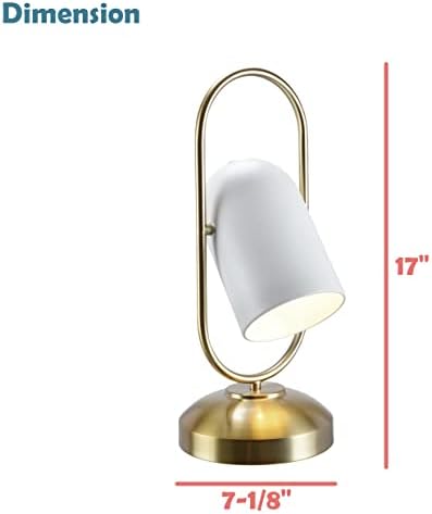 Aspen Creative 40246-42-1, lâmpada de tarefa oval com sombra giratória, latão quente de 2 tons com acabamento branco fosco, tamanho: 7-1/8 d x 17 h