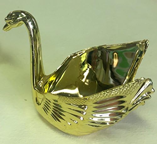 Cisne de ouro brilhante com favores de casamento com bolsa com - conjunto de 12 cisnes