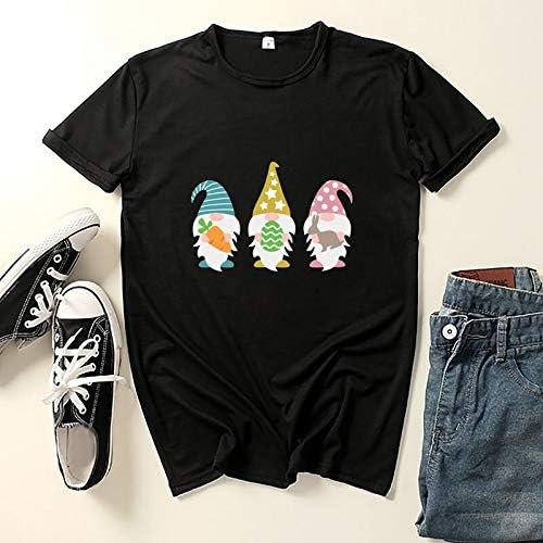 Mulheres Tops de verão T-shirt Multi-Color Easter Casual Feminino de manga curta feminina