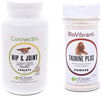 Incluência Connectin Hip e suplemento de comprimidos de articulação para cães e taurina biovibrante mais 4 em 1 suplemento