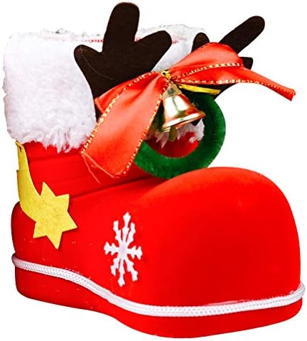 ABAODAM Decorações de Natal Botas de Flocking Botas Decorativas Botões Bell Boty Botas para Gift Red Usado para celebrar o Natal