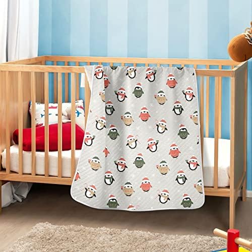 Ollabaky fofo pinguim de natal padrão cobertor de bebê para meninos meninas algodão arremesso de cobertor cobertor para carrinho de berço Recebendo um cobertor infantil infantil unisex 30 x40