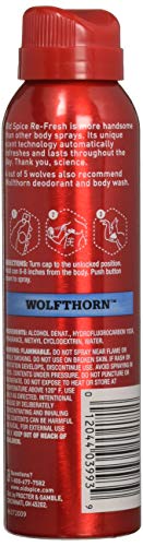 Spice Old Spice Wild Collection Re-Fresh Desodorante Spray corporal, Wolfthorn 3,75 oz