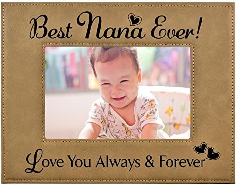 Presente de moldura de imagem Nana - moldura de vidro de couro gravada - Melhor Nana de todos você sempre e sempre - Dia das
