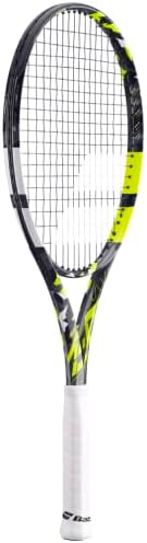 Raquete de tênis de equipe pura de Babolat Pure - amarrado com 16g de Babolat Syn Gut na tensão de gama média