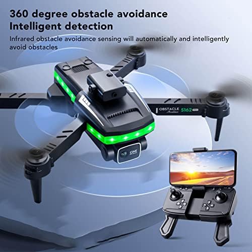 S162 Mini drone com câmera, 1080p HD Câmera dupla dobrável FPV Drone, evitar obstáculos, altitude de altitude, uma