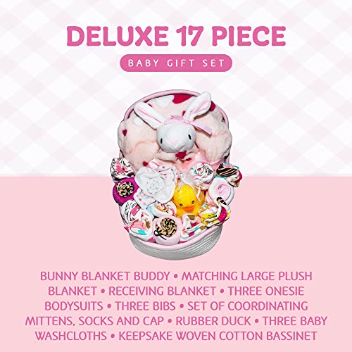 Bassinet New Baby Girl Gift Greet, Baby Layette Set com 17 peças novos itens essenciais para o bebê para esperar mães e