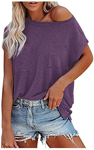 NYYBW MULHERES CASUAL CASUAL DE CORA SOLID SOLID Bolsa de manga curta Tops blusas de camiseta