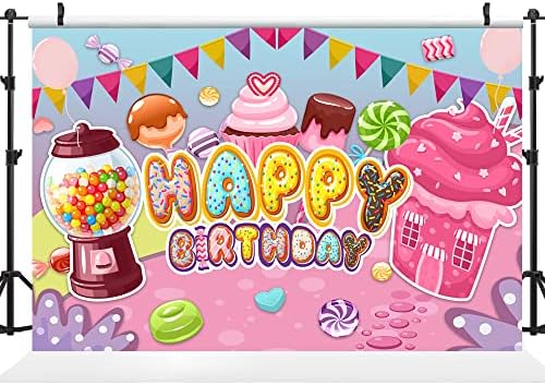 Ticuenicoa 5 × 3 pés Candyland Donut Candy Sweets Girls 1st Birthday Birthday for Photography Kids Birthday Party Banner Decorations adereços