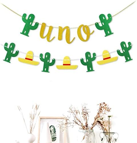 MorneDew 2 Set Cactus and Hat Banner para Festa de Festa com Festa Fiesta mexicana Decoração de Bunting Bunting