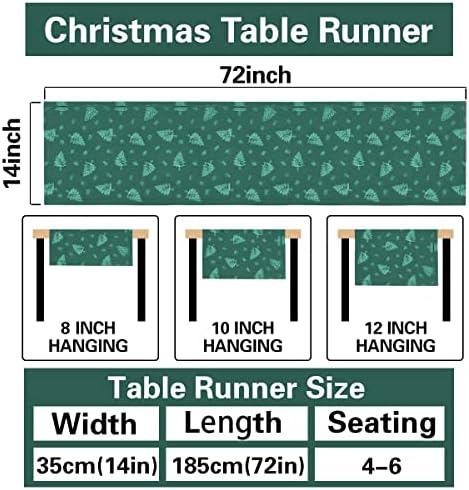 Runners de mesa de Natal 72 polegadas de comprimento, Sastybale Natal Table Runner Provó e resistente a rugas impressas