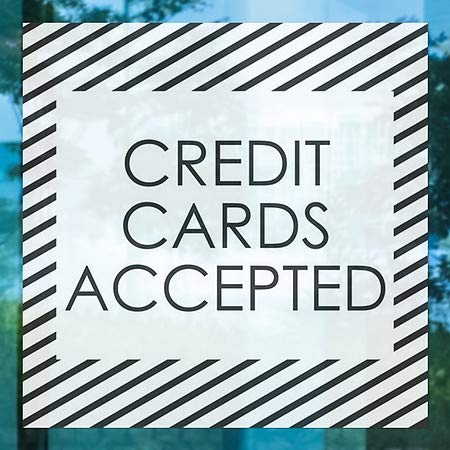 CGSignLab | Cartões de crédito aceitos -Stripes White Janela se apegando | 24 x24