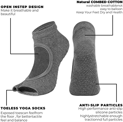 Artfasion Toeless não deslize meias, mulheres pilates meias com garras, meias de algodão para ioga, barra, dança, pares de balé-4