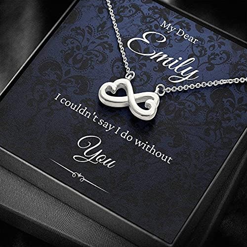 Jóias de cartão de mensagem, colar de colar artesanal- Presente personalizado Infinity Hearts Colar, caixa de presente