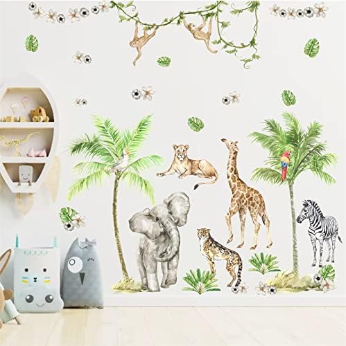 Jungle Animals Decalques de parede Animais da floresta adesivos de parede Adesivos para meninos meninas decoração de parede de