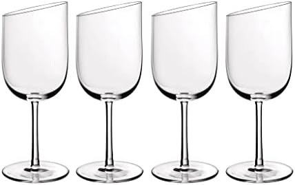 Conjunto de Lua Nova Villeroy & Boch, 4 peças, elegante e moderno vinho branco inclinado, copo de cristal, transparente, lava -louças