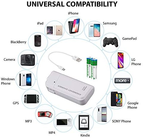 Carregador de viagem de bateria AA portátil compatível com a Sony WF-1000XM3 e o recarregador de emergência com luz LED!