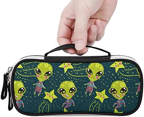 Alien Stars Lápis Pen Case Bag portátil com Zip Travel Makeup Bag Organizadores de papelaria para o escritório em casa
