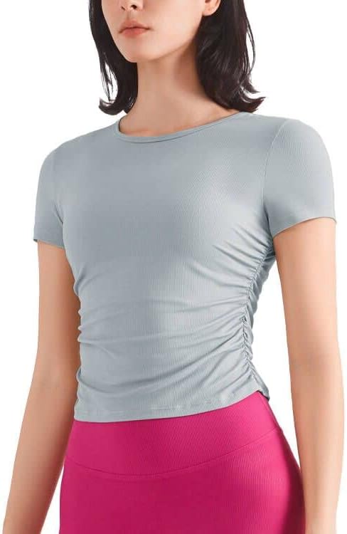 Altiland Workout Cropped T Camisetas para mulheres, Athletic Gym Yoga Exercício Tops Tops de manga curta UPF 50+