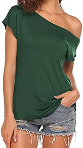 Pacote de camisetas T mulheres mulheres casuais fora do ombro de cor sólida de cor sólida de manga curta de manga curta