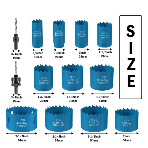 Faithboyi 18pcs Hole Saw Kit HSS Cuttador de orifício bi-metal com tamanho de broca de hastes hexadecutiva de 3/4 a 2-1/2