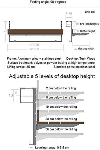 Railing de varanda ao ar livre Yzjj mesa dobrável, mesa de barra de barra de computador, mesa de dobramento de levantamento criativo, mesa de mobília da sala de jantar do jardim de pátio de café