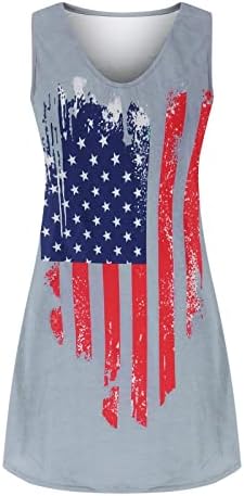4 de julho Mini vestido para mulheres soltas casuais mini vestido vestido sem mangas bandeira americana bandeira