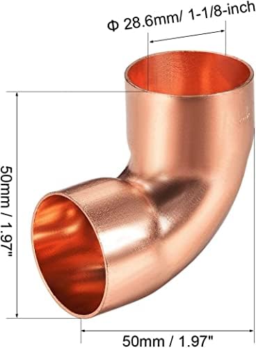 Ta-Vigor 5pcs 90 graus cotovelo de cobre, conector de ajuste de cobre de curta duração de 1/4 de polegada com duas xícaras para conexão de suor