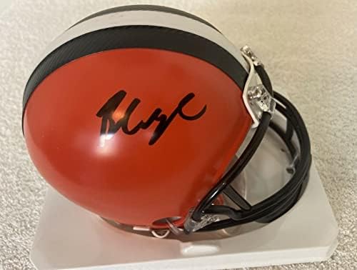 Baker Mayfield assinou a NFL Cleveland Browns Mini capacete com a autenticação de Beckett