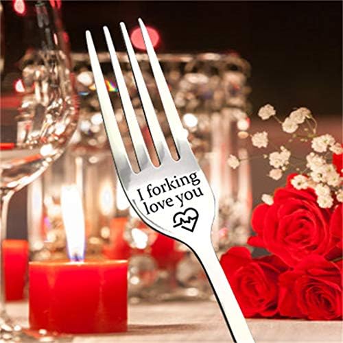 Jakashy Gravado I Love You Forks - Dinner Forks Aço inoxidável - Eu amo vocês presentes para ele, melhores presentes para o dia dos namorados dia e casamento