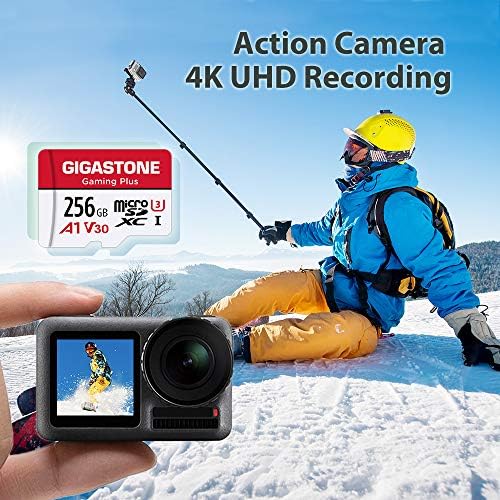 Gigastone 256GB 5-Pack Micro SD Card, Gaming Plus, Nintendo-Switch Compatível, R/W 100/60MB/S, gravação de vídeo 4K, Micro SDXC UHS-I A1 U3 Classe 10, com adaptadores