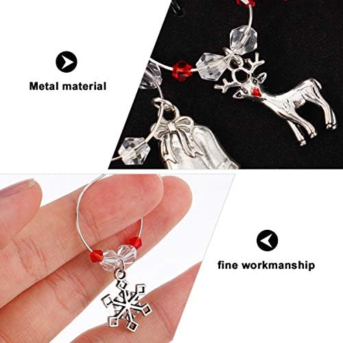 Decoração de Natal de Hemoton 6pcs Charms de vidro de Natal Drink Metal Drink Tags Marcadores Drink de coquetel de champanhe