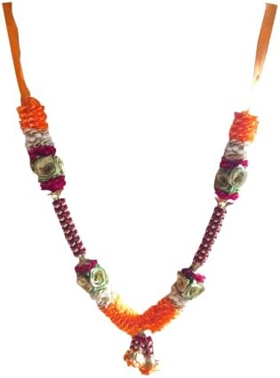 Handicrafts de Jayshri Flores artificiais coloridas Ribbon Garland Haar Mala para Idol-Mala para Deus, Ornamento de Pooja Sringar