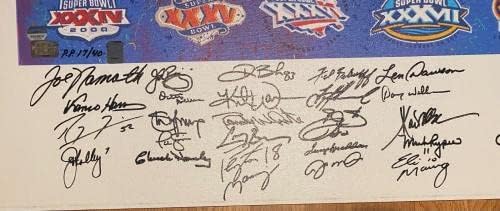 MVPs do Super Bowl assinado Litho PP Brady Starr Namath JSA Fanatics Mount - Autografado NFL Art