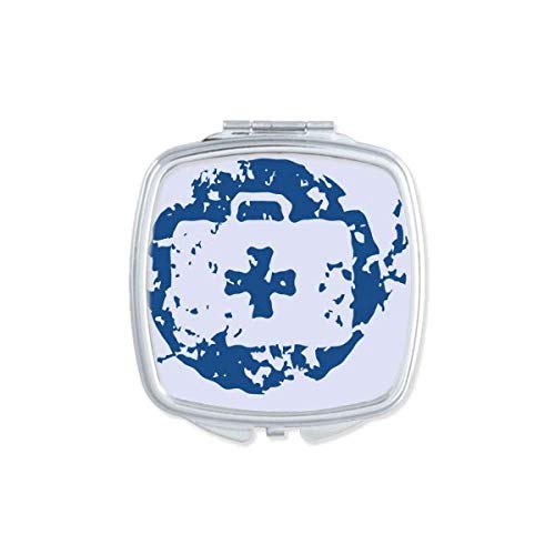 Blue Primeiro Kit Design de Kit Round Ilustração Padrão Espelho Portátil Compact Pocket Maquia
